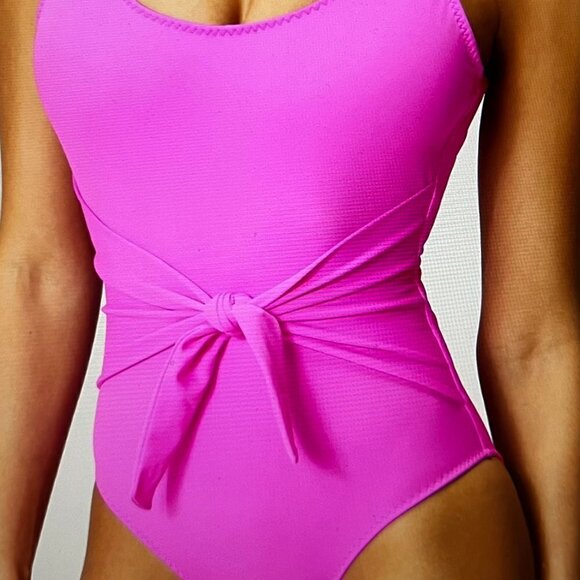 Fabletics Scoop Tie Back Shaping One-Piece Swimsuit Pink Escape Size S - Picture 1 of 8